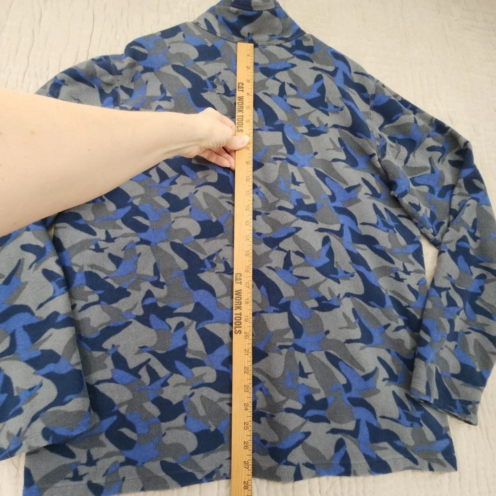Eddie Bauer First Ascent 1/4 Zip Fleece XL Mens Blue Goose Bird Camo Pullover